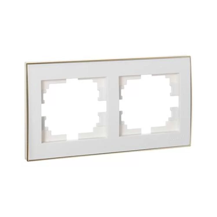 Рамка 2-ая горизонтальная белая с боковой вставкой золото RAIN Lezard 703-0226-147 цена 94грн - фотография 2
