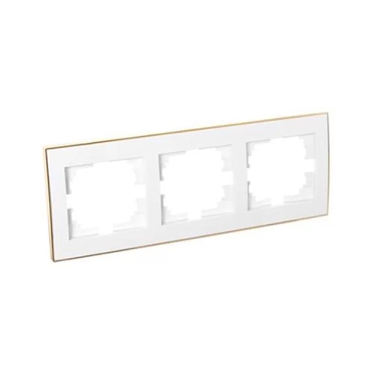 Рамка 3-ная горизонтальна біла з боковою вставкою золото RAIN Lezard 703-0226-148 ціна 124грн - фотографія 2