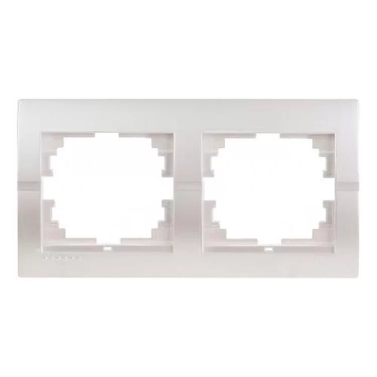 Рамка 2-ая горизонтальная жемчужно-белый металлик DERIY Lezard 702-3000-147