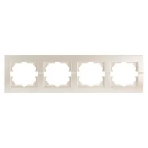 Рамка 4-на горизонтальна перлинно-білий металік DERIY Lezard 702-3000-149