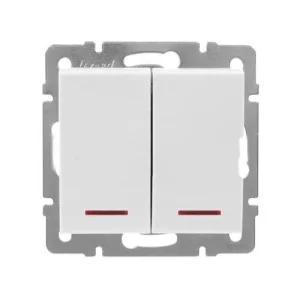 2-клавішний вимикач Lezard Rain з підсвічуванням 10A Білий (703-0288-112)