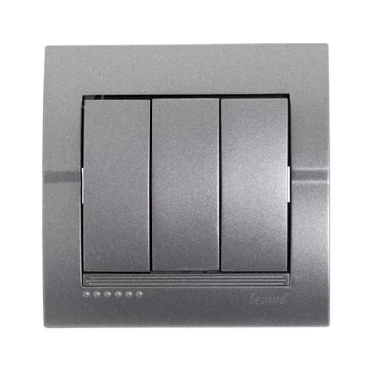 Выключатель 3-клавишный темно-серый металлик DERIY Lezard 702-2929-109