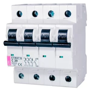 Автоматичний вимикач ETIMAT 10 3p+N  C 20A  ETI