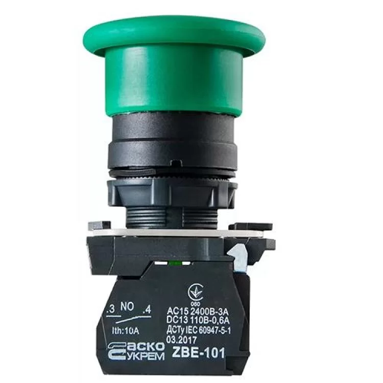 Кнопка TB5-AC31 грибок (d 40 мм) СТАРТ зелена Аско Укрем (A0140010178) ціна 75грн - фотографія 2