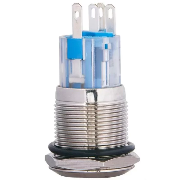 Кнопка металлическая TYJ 19-271 24V синяя с подсветкой 1NO+1NC Аско Укрем (A0140010143) цена 175грн - фотография 2