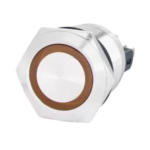 Кнопка металлическая TYJ 22-271 220V желтая с подсветкой 1NO+1NC Аско Укрем (A0140010131)
