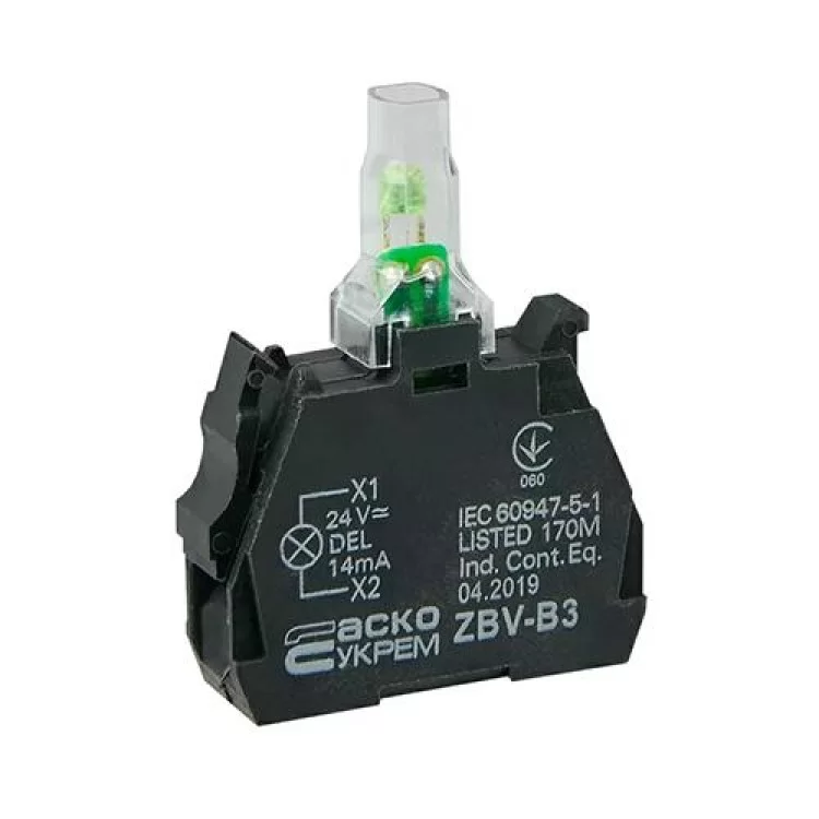 ZBV-B3 Блок для подсветки зеленый 24В для кнопок TB5 Аско Укрем (A0140010210) цена 79грн - фотография 2