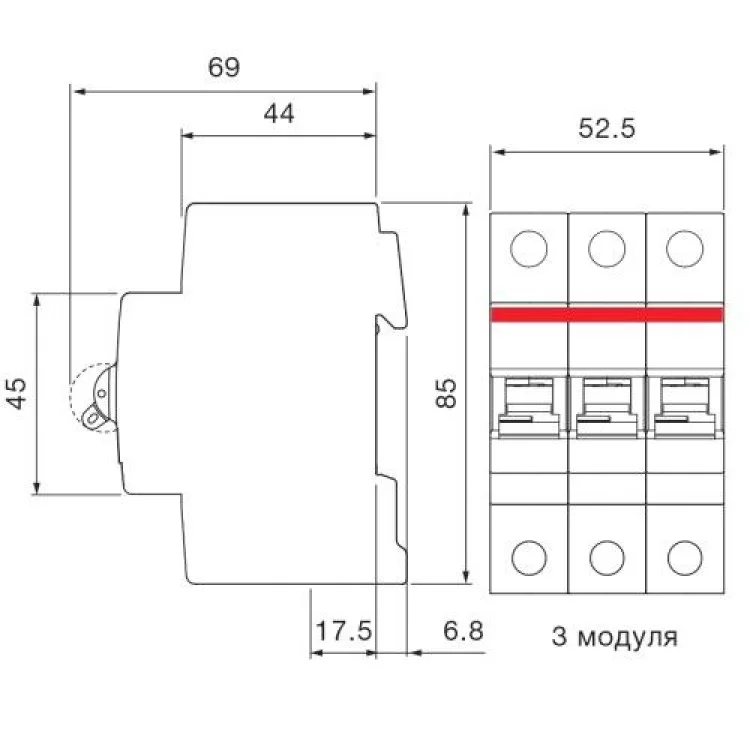 Автоматический выключатель SН203-В20/3 20А 3п. ABB цена 569грн - фотография 2